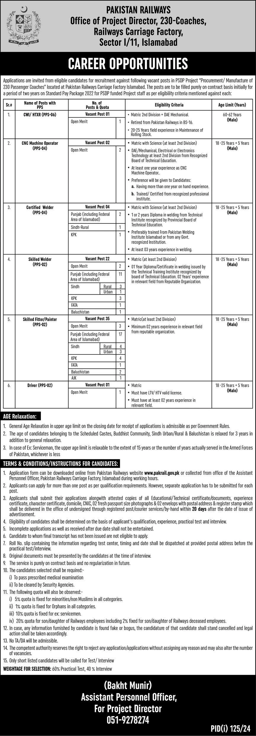 Pakistan Railways Jobs Advertisement July 2024