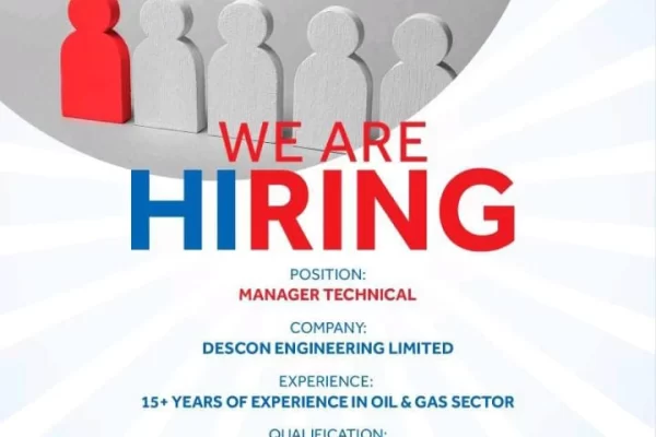 Manager Technical Job Advertisement by Descon Engineering Limited