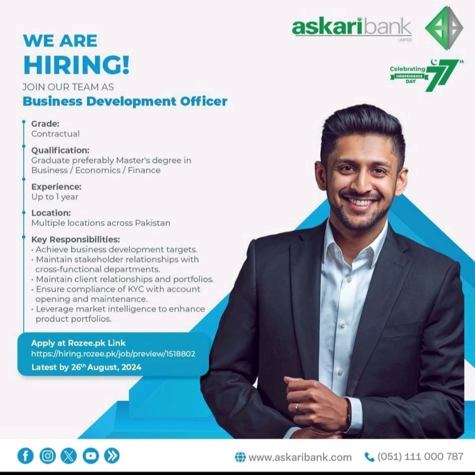 Askari Bank is Hiring for Business Development Officer