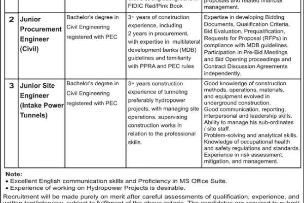 Engineer Jobs at Dasu Hydropower Consultant (DHC) August 2024