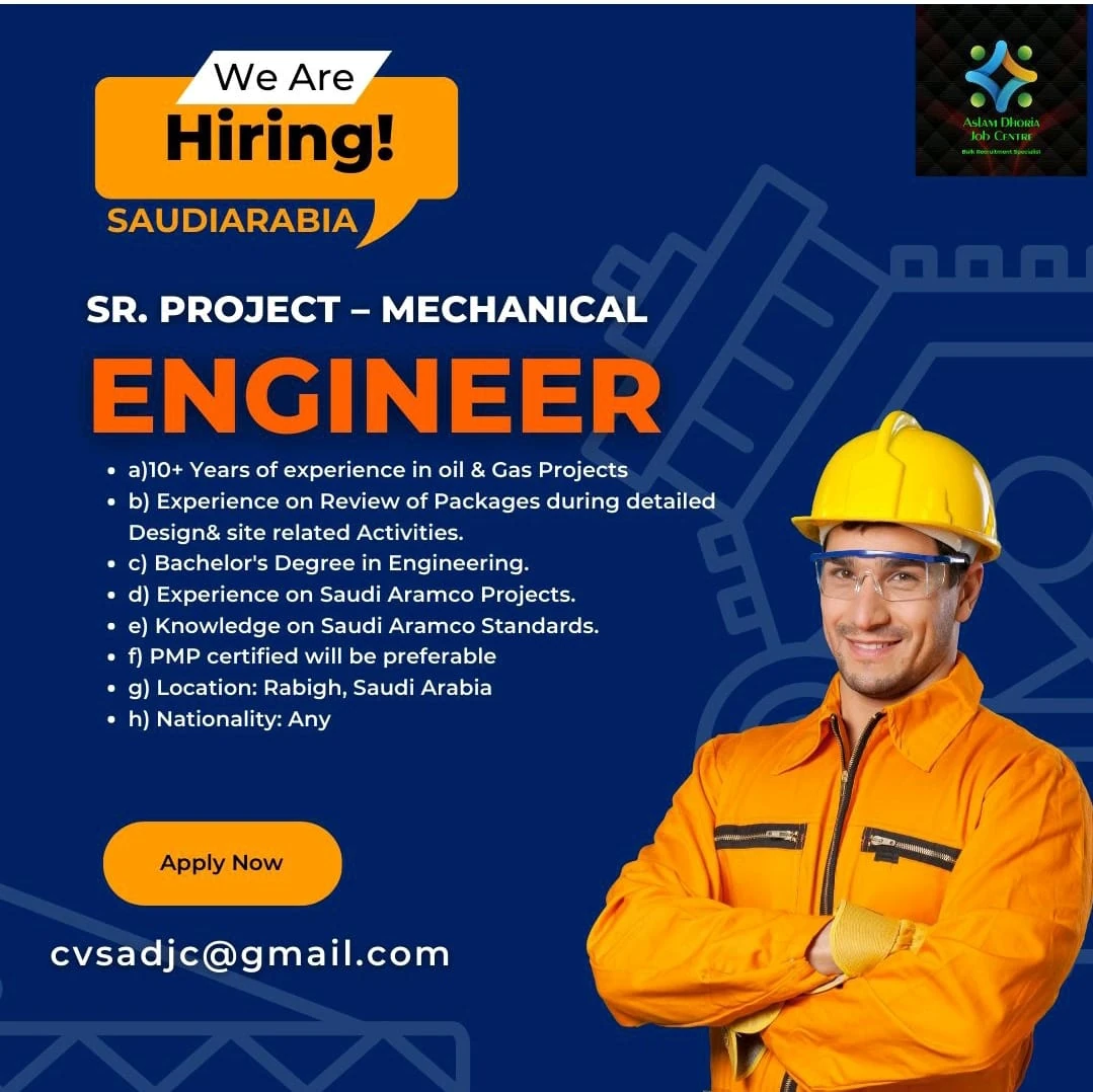 Saudi Company Hiring for Mechanical Engineer Apply Online