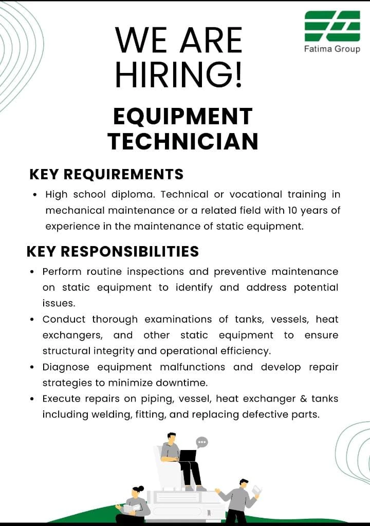 Equipment Technician Job at Fatima Group