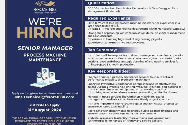 Senior Manager Process Machine Maintenance