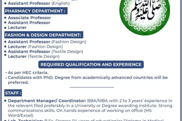 Iqra University Jobs for Lecturer, Lab Technician & Many Others