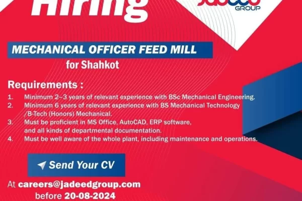 Mechanical Job at Jadeed Group Apply Online August 2024