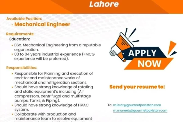 Mechanical Engineer Jobs at Gourmet August 2024