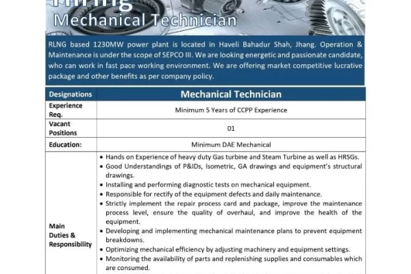 SEPCO Electric Power Company is Looking for Mechanical Technician