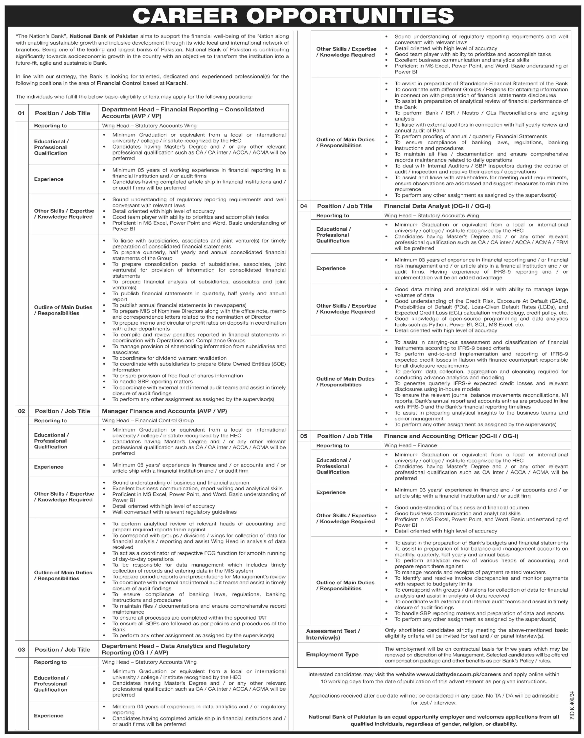 National Bank of Pakistan Jobs