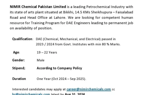 Chemical, Mechanical, & Electrical Associate Engineer Jobs at NIMIR