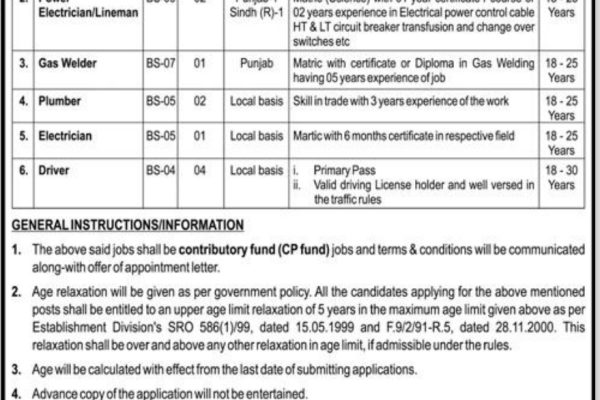 Electrician, Driver & Other Jobs at National Institute of Health Islamabad