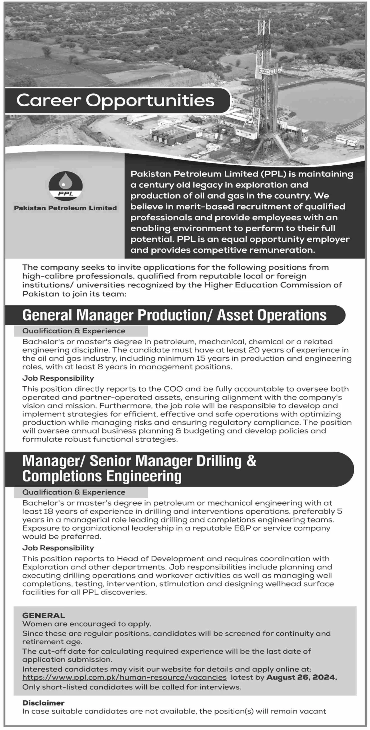 Pakistan Petroleum Limited PPL Jobs 2024 Apply Online for Managers