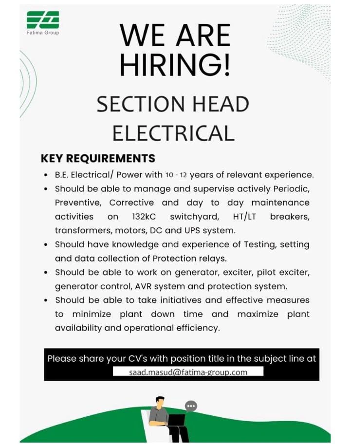 Fatima Group Jobs for Section Head Electrical