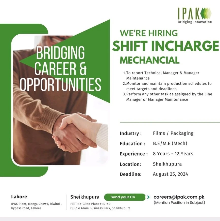 Mechanical Site Engineer Jobs at Pak Bridging Innovation