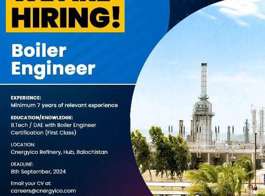 Boiler Engineer Job at (BYCO) Cnergyico Pk Limited Latest Job