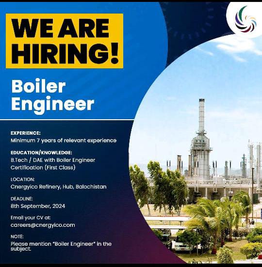 Boiler Engineer Job at (BYCO) Cnergyico Pk Limited Latest Job