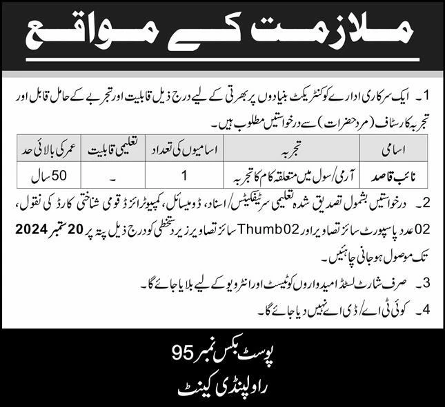 Naib Qasid Required at Government Institute