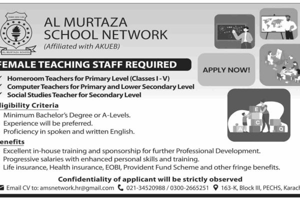 Teaching Staff Required at Al Murtaza School Network