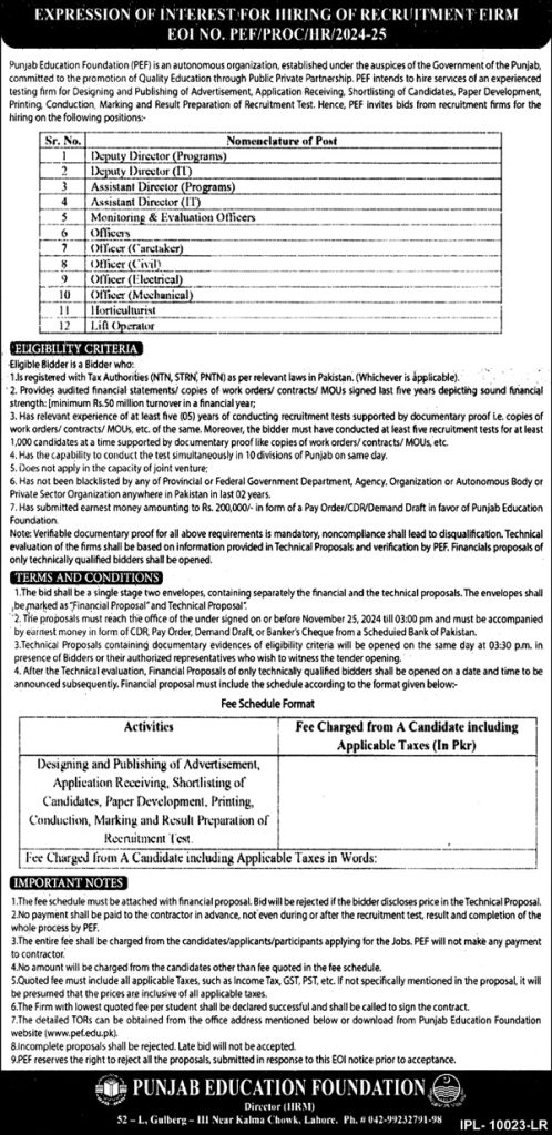 Director, Officers, Lift Operators and Many others Job Opportunities by PEF